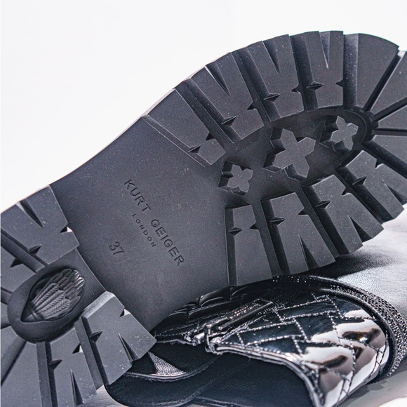 Kurt Geiger Black Patent Quilted Boots - Picture 1 of 9